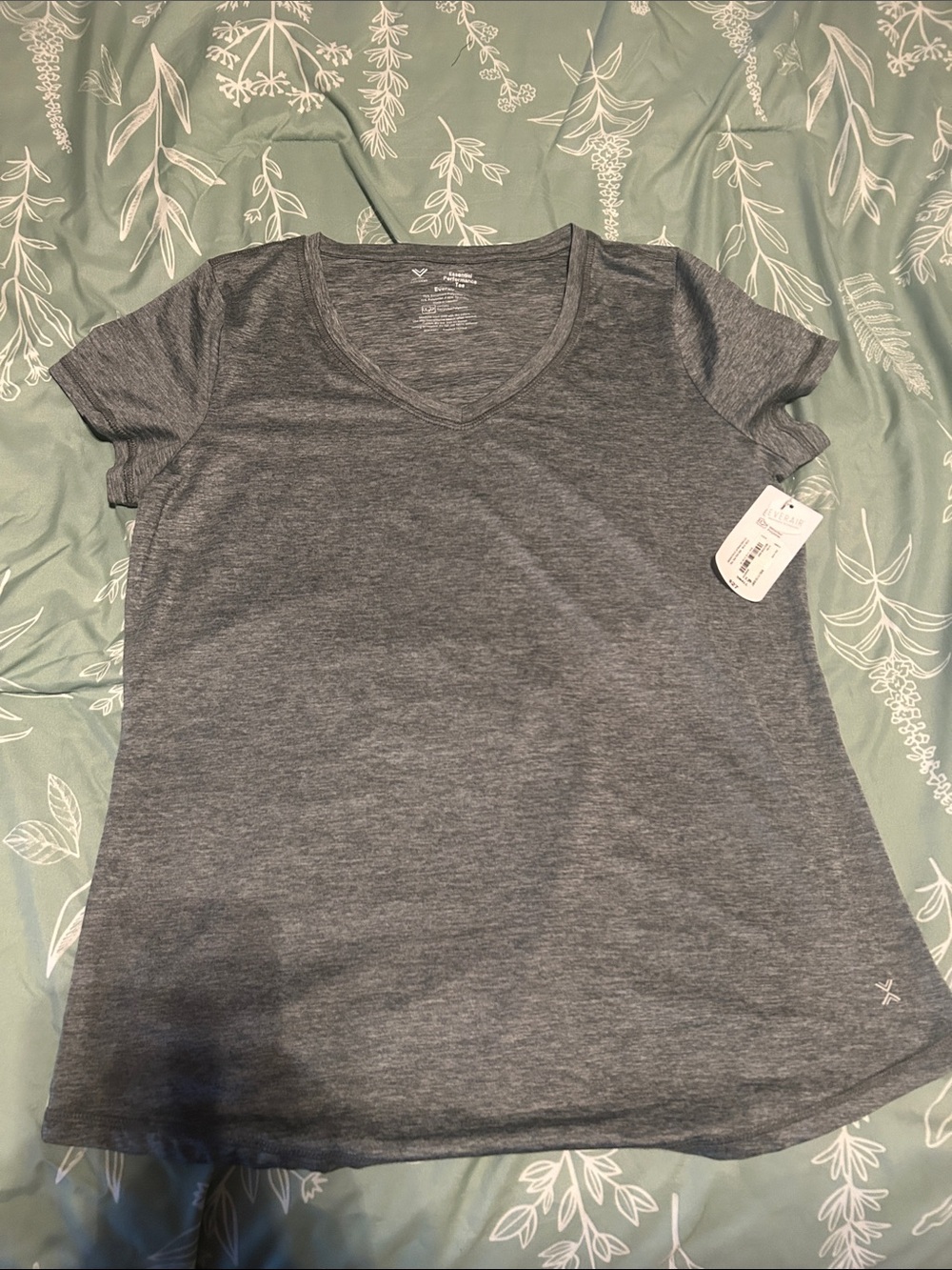 Xersion Heathered Charcoal V-Neck Short Sleeve Tee